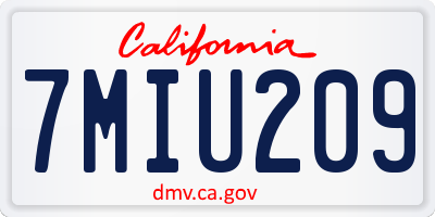 CA license plate 7MIU209