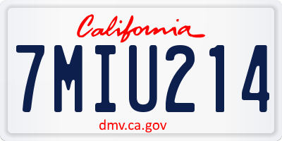 CA license plate 7MIU214