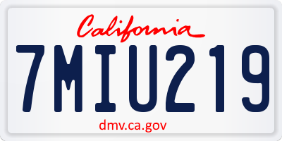 CA license plate 7MIU219