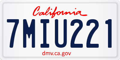 CA license plate 7MIU221
