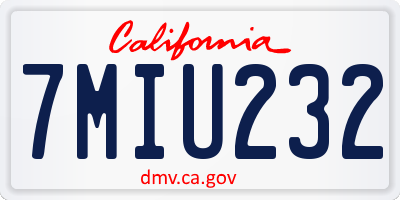 CA license plate 7MIU232