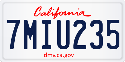 CA license plate 7MIU235