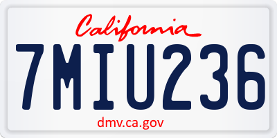 CA license plate 7MIU236