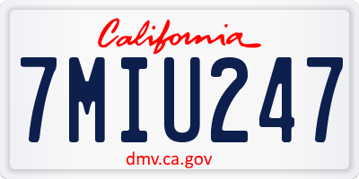 CA license plate 7MIU247