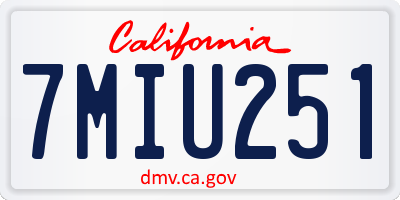 CA license plate 7MIU251