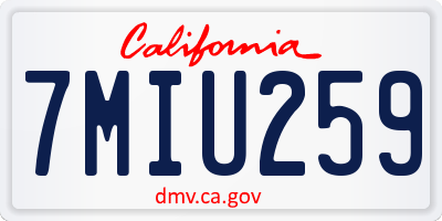 CA license plate 7MIU259