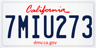 CA license plate 7MIU273