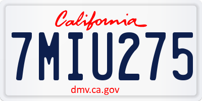 CA license plate 7MIU275