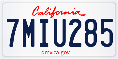 CA license plate 7MIU285