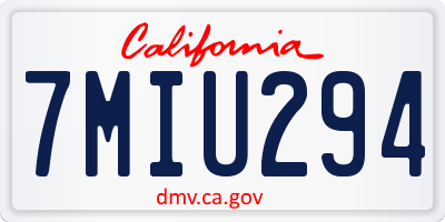CA license plate 7MIU294