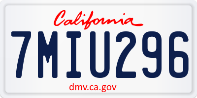 CA license plate 7MIU296
