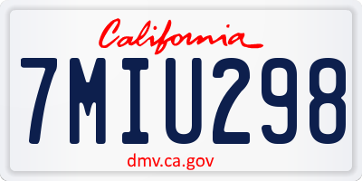 CA license plate 7MIU298