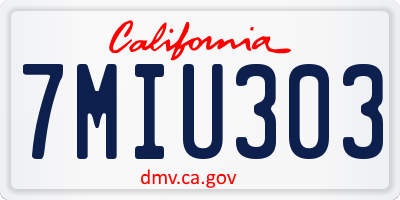CA license plate 7MIU303