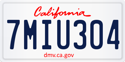 CA license plate 7MIU304