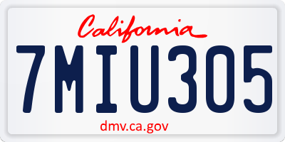 CA license plate 7MIU305