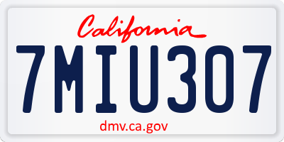 CA license plate 7MIU307