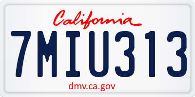 CA license plate 7MIU313