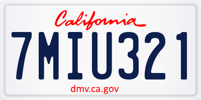 CA license plate 7MIU321
