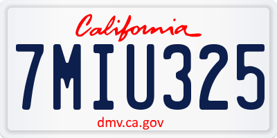 CA license plate 7MIU325