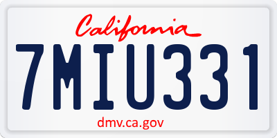 CA license plate 7MIU331