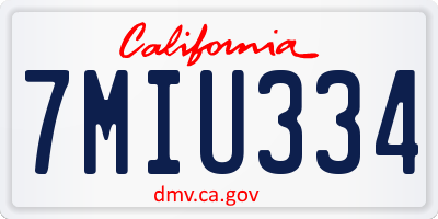 CA license plate 7MIU334