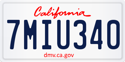 CA license plate 7MIU340