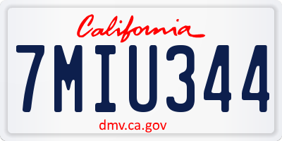 CA license plate 7MIU344