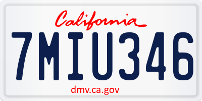 CA license plate 7MIU346