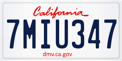 CA license plate 7MIU347