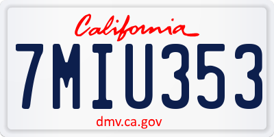 CA license plate 7MIU353