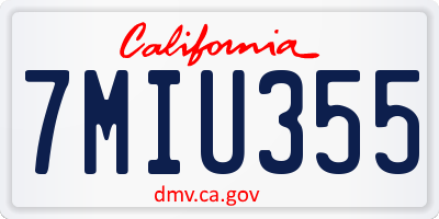 CA license plate 7MIU355