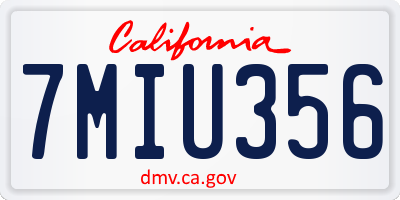 CA license plate 7MIU356