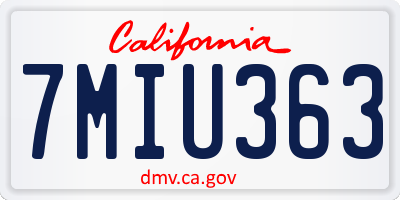 CA license plate 7MIU363
