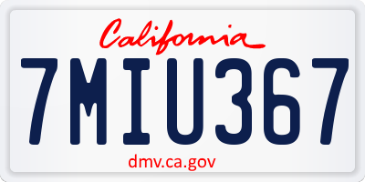 CA license plate 7MIU367