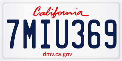 CA license plate 7MIU369