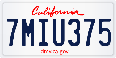 CA license plate 7MIU375