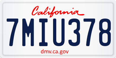 CA license plate 7MIU378