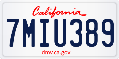 CA license plate 7MIU389