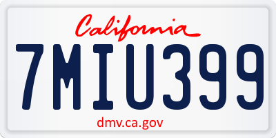 CA license plate 7MIU399