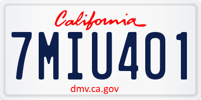 CA license plate 7MIU401