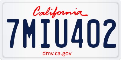 CA license plate 7MIU402