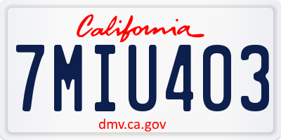 CA license plate 7MIU403