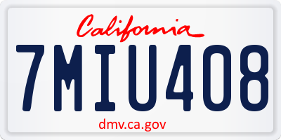 CA license plate 7MIU408