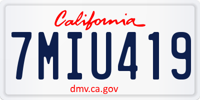 CA license plate 7MIU419