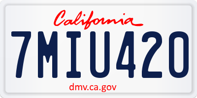 CA license plate 7MIU420
