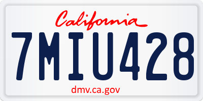 CA license plate 7MIU428