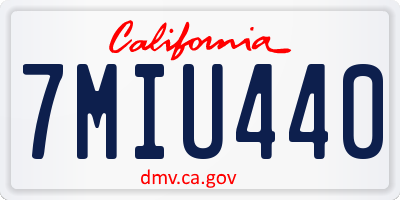 CA license plate 7MIU440