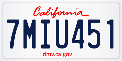 CA license plate 7MIU451