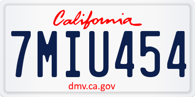 CA license plate 7MIU454