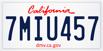 CA license plate 7MIU457